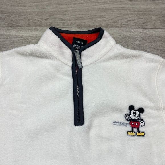 Vintage Mickey Mouse jacket Mens Small White 90s Fleece Cartoon - Picture 2 of 10